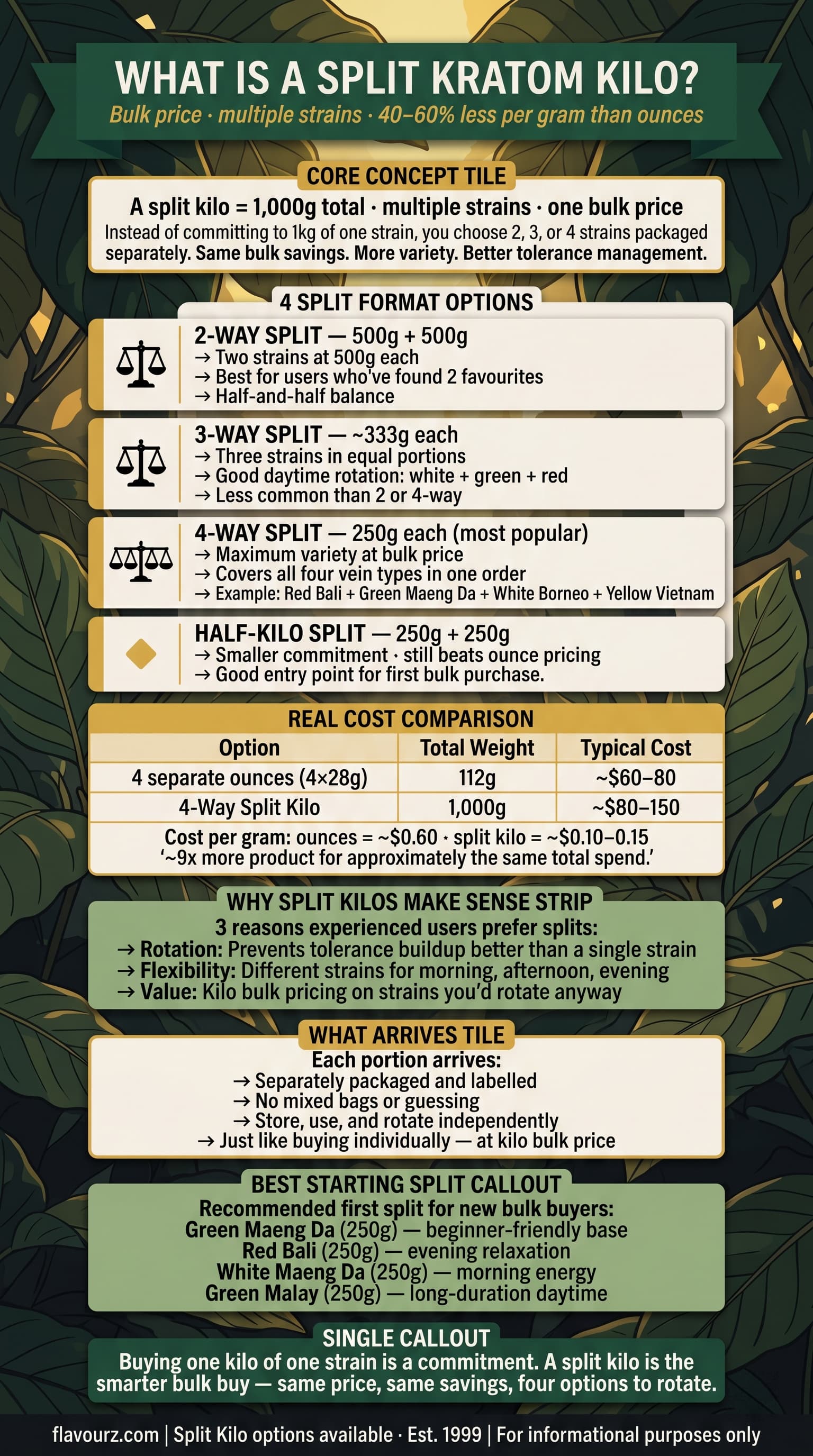 infographic for What Is a Split Kratom Kilo